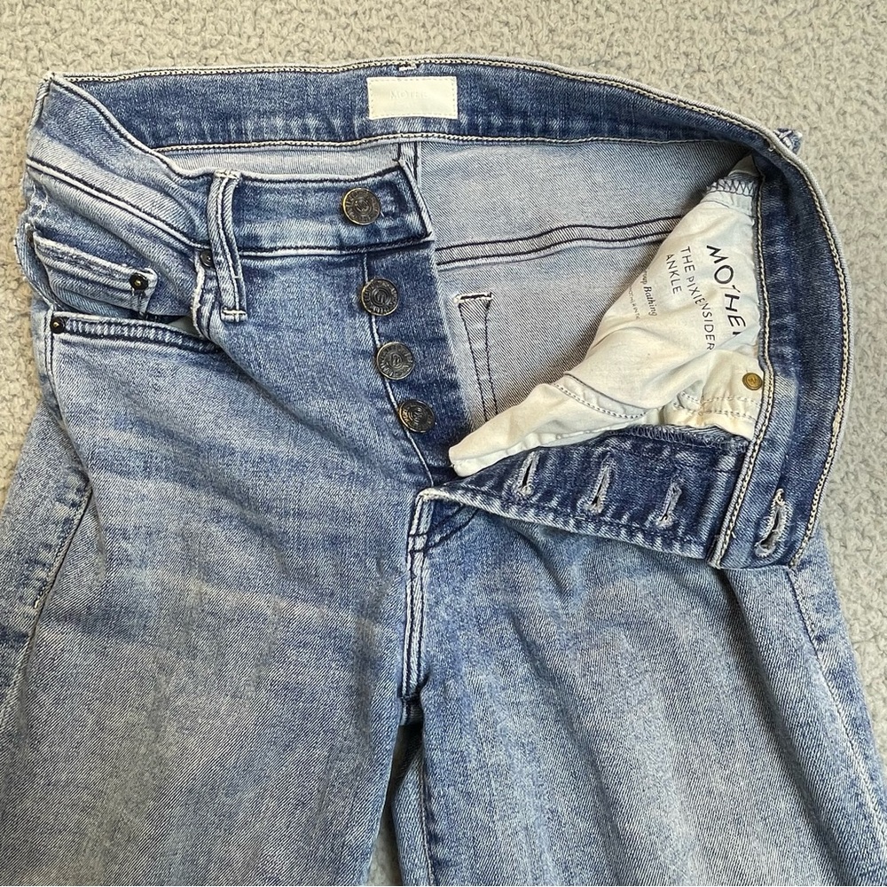 MOTHER Jeans size 24 The Pixie Insider Ankle The Group Bathing Wash Button Fly - Picture 7 of 16